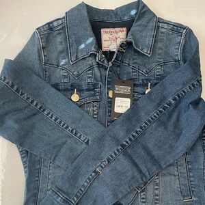 True Religion Jesse Slim Trucker Jacket. Medium Western Wash. Size L. Denim